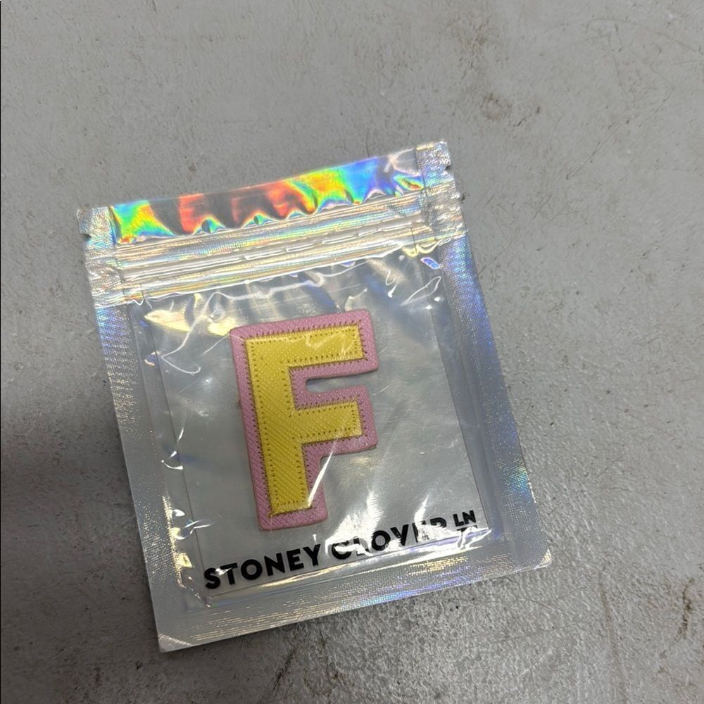 Stoney Clover Lane Yellow F Patch with Pink Border - BRAND NEW